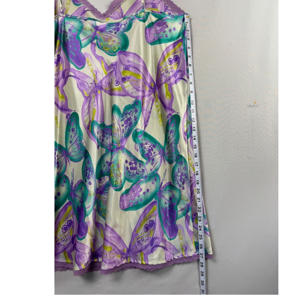 Valerie Stevens Butterfly Robe & Nightgown Set Womens XL Purple Satin Loungewear - Picture 11 of 12